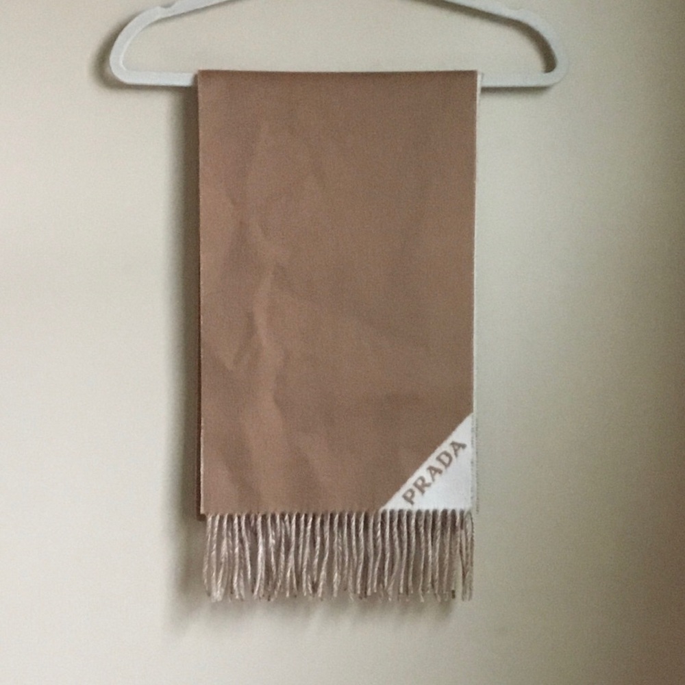 NEW Authentic Prada Double Cashmere Fringe Scarf